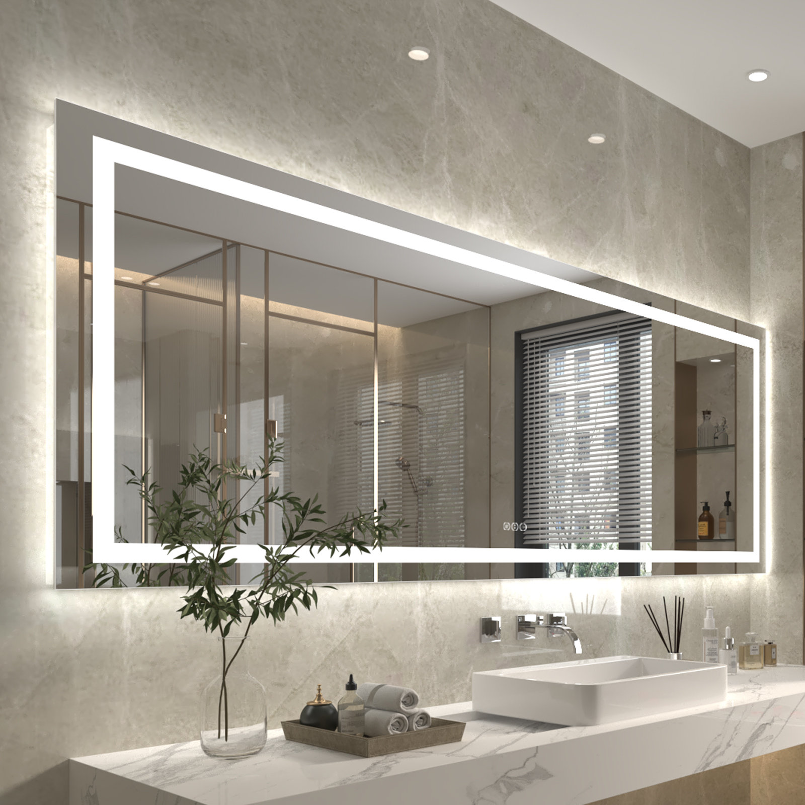 ExBrite 40" H x 110" W Large LED Bathroom Mirror/Vanity Mirror with ...